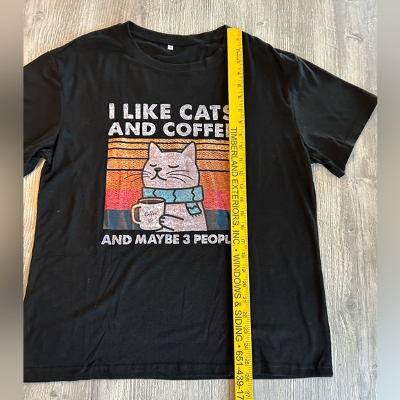 I Like Cats And Coffee T Shirt Funny Retro Art Kittens Heavy Cotton Tee Sz Large - Picture 5 of 6